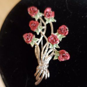 Vintage Seven Rose Brooch